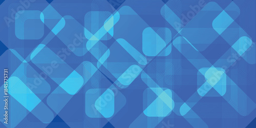 Abstract blue background with glowing geometric lines. Modern blue gradient square shape design. Futuristic technology concept