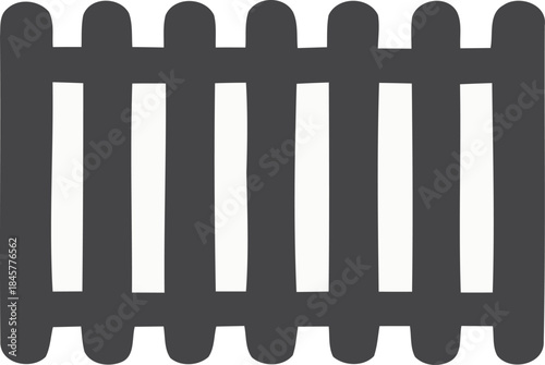 Simple dark grey fence icon with rounded pickets on a white background