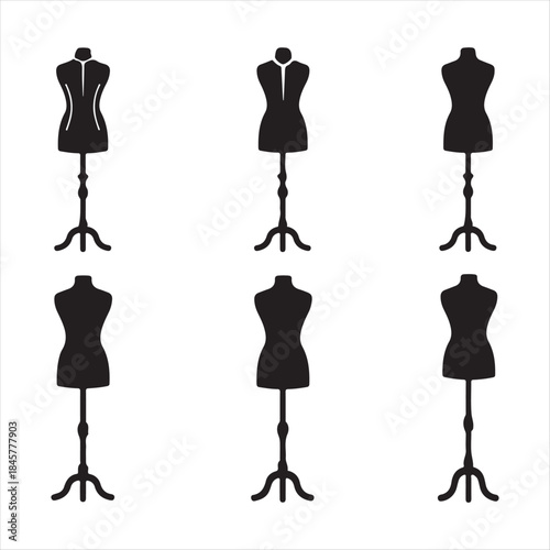 Collection of Mannequins on Stands Fashion Design Display