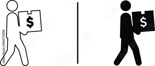 Financial Delivery Icon. Cost of Goods, Package Value, and Transaction Fulfillment Vector