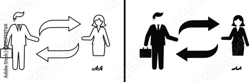 Business Exchange Icon. Communication, Interaction, and Partnership Symbol Vector