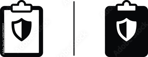 Security Policy Icon. Data Protection, Risk Assessment, and Safety Document Vector