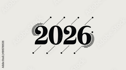 Modern 2026 typography design with dynamic lines and dots