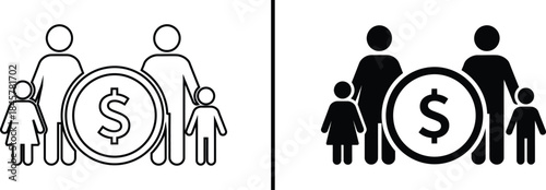 Family Finance and Budget Icon. Household Savings and Investment Vector