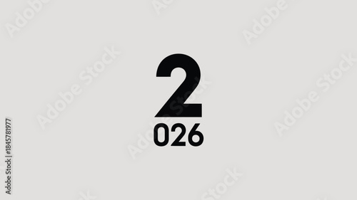 Modern minimalist number design with large 2 and small 026