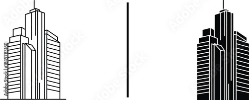 Modern City Skyscraper Icon. Business Office Building and Urban Architecture