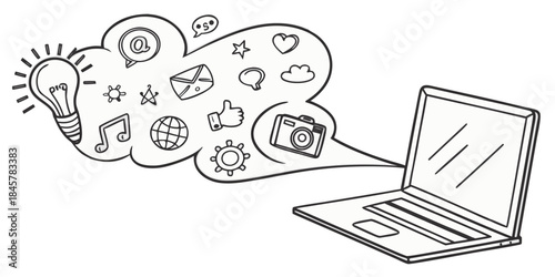 Digital Communication and Creative Ideas from Laptop Doodle