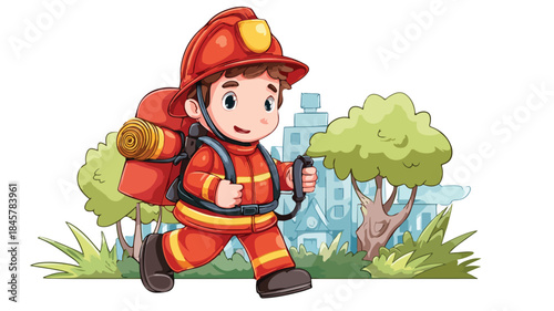 Courageous Firefighter Rescuing from Burning Building