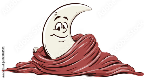 Cozy Cartoon Moon Embracing a Blanket Vector Illustration