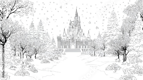 Enchanting Winter Wonderland Snow-Covered Dreamscape Vector