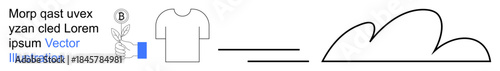 Sustainability, environmental awareness, eco-friendly living, recycling habits, eco-conscious fashion, green design. T-shirt, cloud and eco-friendly icons. Sustainability and environmental awareness