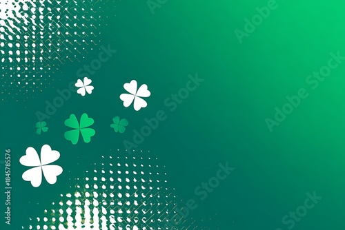 Four leaf clovers floating on green st. Patrick's background