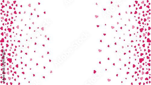 Pink and Red Hearts Border on White Background frame