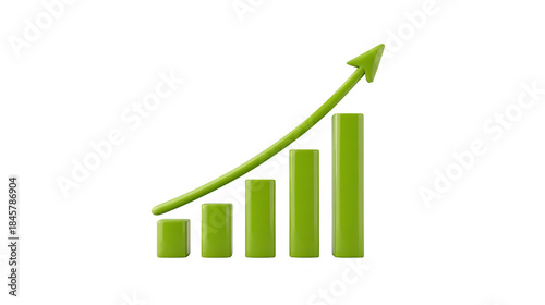 Free Download Green bar chart with upward arrow, symbolizing business growth, financial success, positive trend, and increasing performance, ideal for presentations and reports - GFXLoad