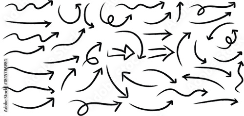 Black Hand Drawn Arrow Collection white background