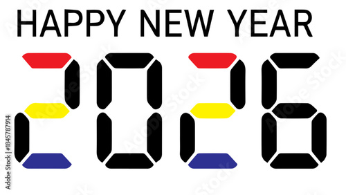 Happy new year celebration digital countdown greeting card design graphic element festive countdown holiday announcement seasonal event future calendar date twenty twenty six