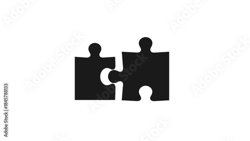 Black and white illustration of two interconnected puzzle pieces symbolizing connection and problem-solving.
