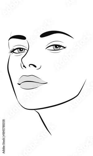  Continuous line woman face