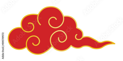 Chinese new year auspicious cloud symbol in traditional red and gold, lucky swirling cloud motif inspired by Asian culture, festive decorative element for lunar new year design