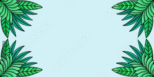Lush green leaves forming a decorative border, vector