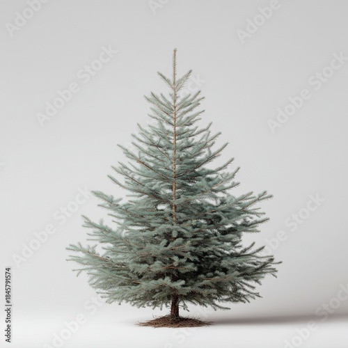 Christmas tree. Natural Nordic pine tree on neutral background minimalist Christmas concept.