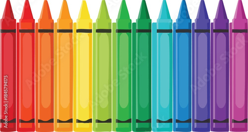 Colorful Crayons in a Row Vivid Art Supplies for Creative Expression