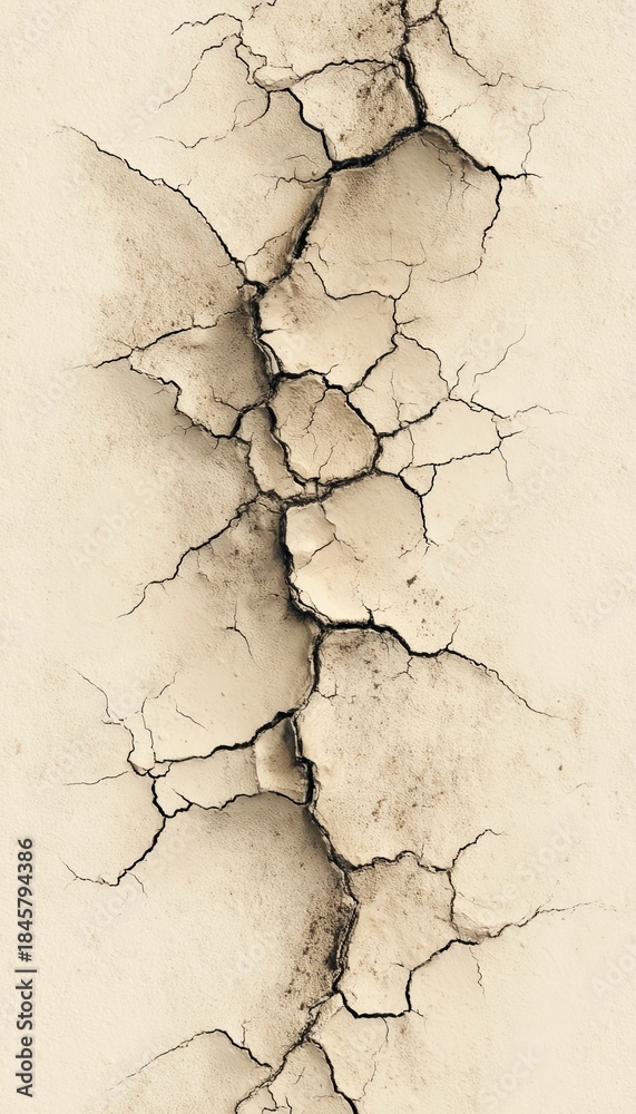 Obraz premium Cracked Earth Texture with Smoky Fracture Lines on Beige Background
