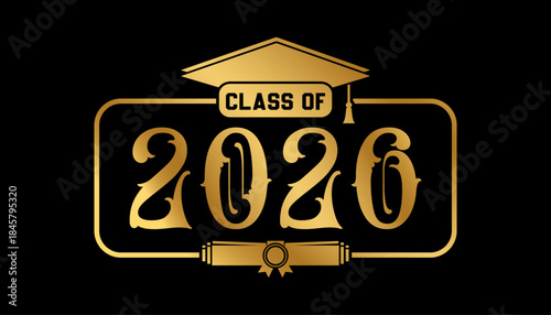 Hand drawn text illustration for class of 2026 graduation, class of 2026 badge vector.
