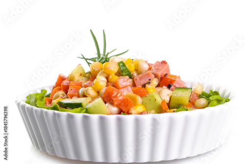 Fresh Vegetable Salad Bowl with Tomatoes, Cucumbers and Greens
