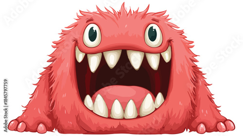 Playful Red Monster with Enormous Mouth - Cartoon Illustration