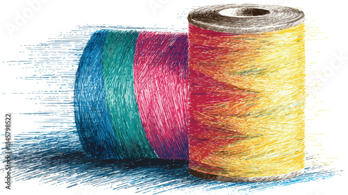 Vibrant Colorful Spool of Thread and Yarn Vector Art for Creative Projects