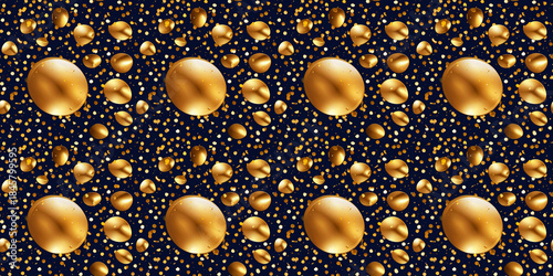 Innovative seamless New Year's background, golden confetti, professional design for textiles, packaging, cards, and designs