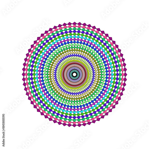 Colorful Geometric Mandala Pattern with Repeating Diamond Shapes