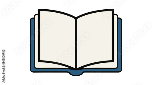 simple cartoon open book vector illustration, simple opened book with blue cover vector icon on white background