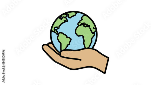 simple illustration of a earth in the palm of the human hand, earths fate in humans hand abstract vector illustration