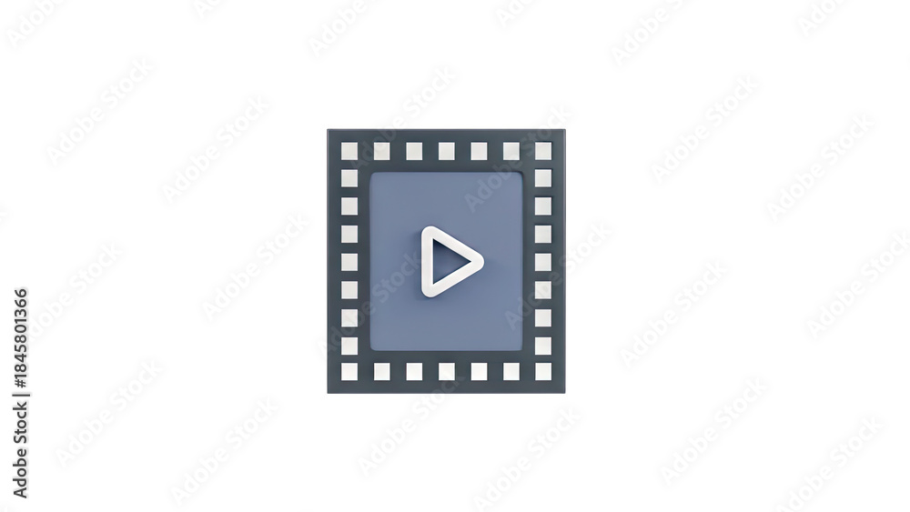 Fototapeta premium Play Button Icon in Filmstrip Frame on White