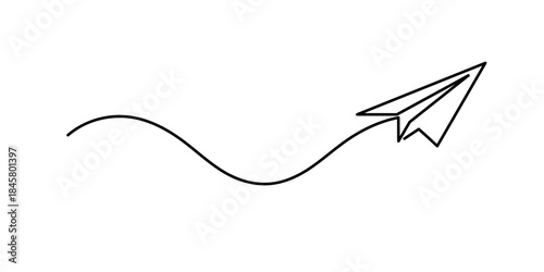 Continuous line drawing of paper plane, Prototype Experiment Continuous Line Editable Icon, Paper plane linear background.