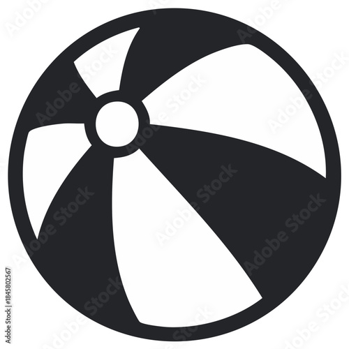 Simple Monochrome Beach Ball with Panels for Summer Fun and Recreation Icon graphic