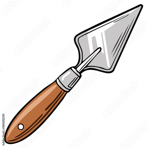 Artisan Trowel with Wooden Handle, Shiny Silver Blade for Crafting and Small Repair Jobs