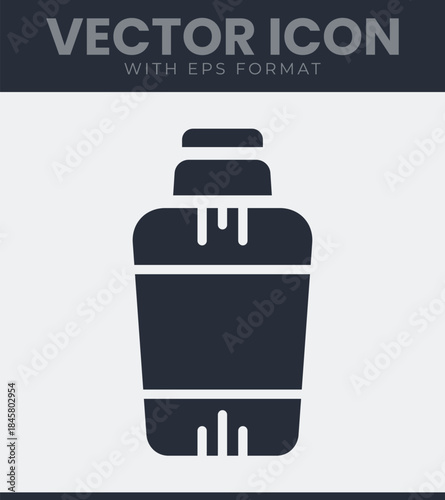 Cocktail shaker minimalist filled icon. Barware and drink, shaker, cocktail, bar, beverage, alcohol, preparation, equipment, tool and more. Solid vector symbol illustration