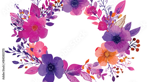 Exquisite Wildflower Wreath Art on Lively Background