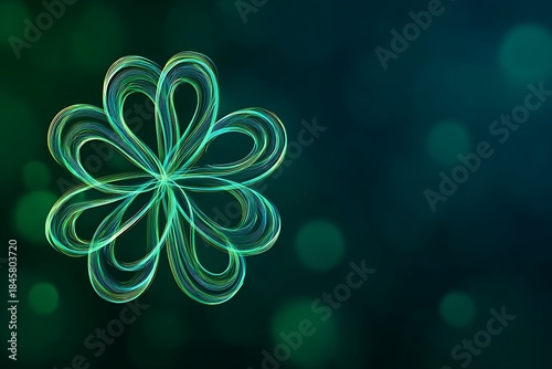 Glowing fractal flower creating abstract green light effect