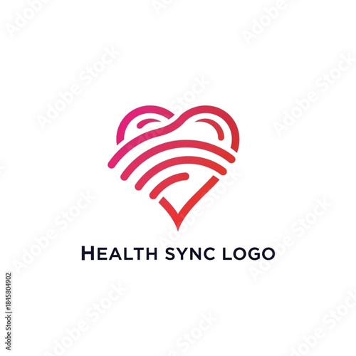 Modern red gradient heart logo design with wireless signal lines for health, medical, or fitness brand identity.