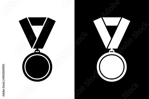 Quality Award Certificate Medal Silhouette Icon Isolated Background