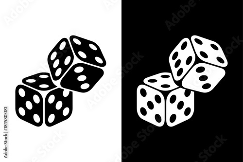 Playing Dice Cubes Silhouette Icon Vector Illustration Black White