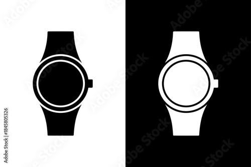Watch Icon Silhouette Vector Flat Style Time Symbol Illustration