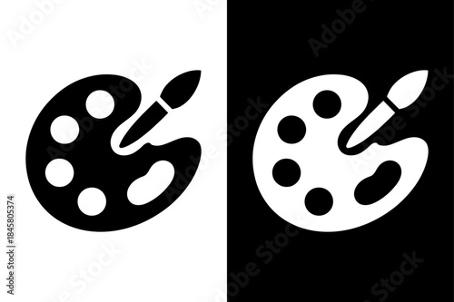 Artist Palette Icon Silhouette Vector Illustration for Creative Design