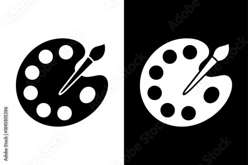 Art Paint Color Palette Silhouette Icon Vector Black and White
