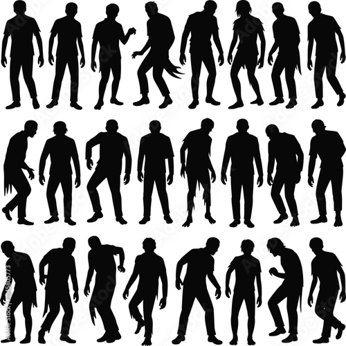 Collection of zombie and monster silhouettes