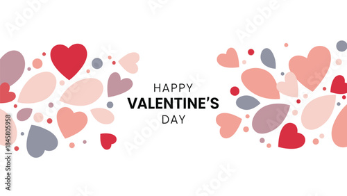 Happy valentine's day celebration with colorful hearts on white background for love and romance